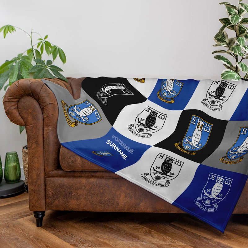 Sheffield Wednesday FC - Chequered Fleece Blanket - Officially Licenced
