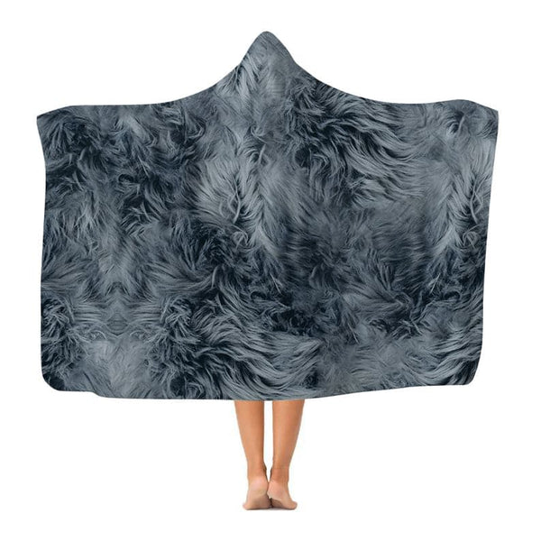 Silver Wolf Print - Hooded Blanket