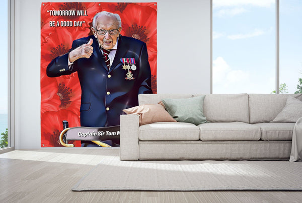 Captain Sir Tom - Poppies - Portrait Garden Banner - 61" x 79"