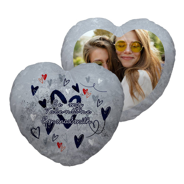 Grey Marble Valentine - Heart Shaped Photo Cushion