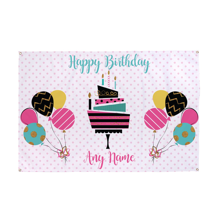 Personalized Roblox Girl Happy Birthday Party Banner - Custom Name Celebration Decoration