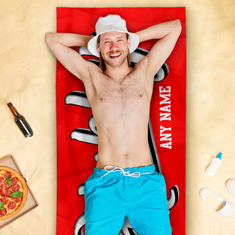 Personalised Beach Towel - Customisable Colour - Hubby