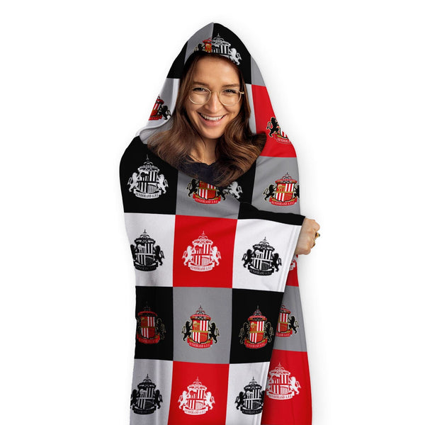 Sunderland AFC - Chequered Adult Hooded Fleece Blanket - Officially Licenced