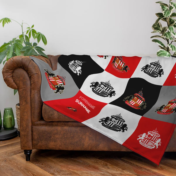 Sunderland AFC - Chequered Fleece Blanket - Officially Licenced