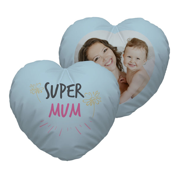 Super Mum - Photo Heart Shaped Cushion