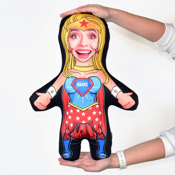 Cartoon Super Girl Hero - Two Variants - Personalised Mini Me Doll