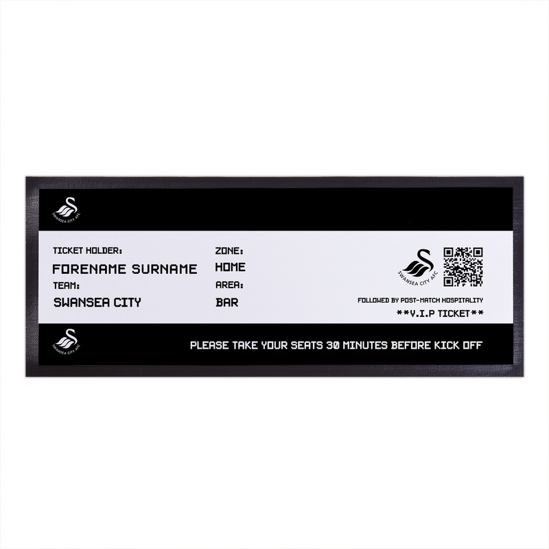 Swansea City AFC - Football Ticket Personalised Bar Runner - Officially Licenced