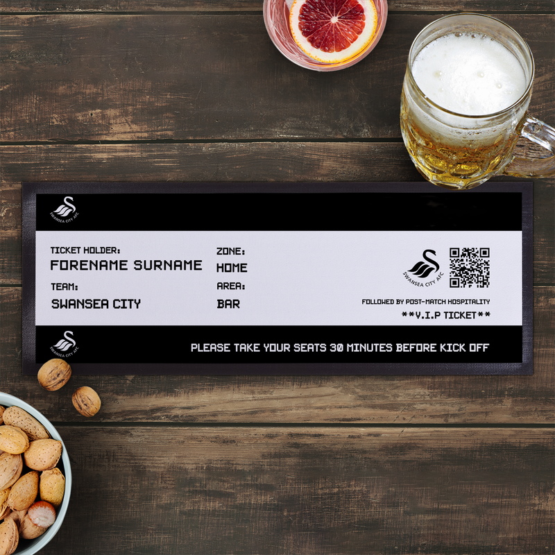 Swansea City AFC - Football Ticket Personalised Bar Runner - Officially Licenced
