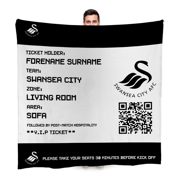 Swansea City AFC - Football Ticket Fleece Blanket - Officially Licenced