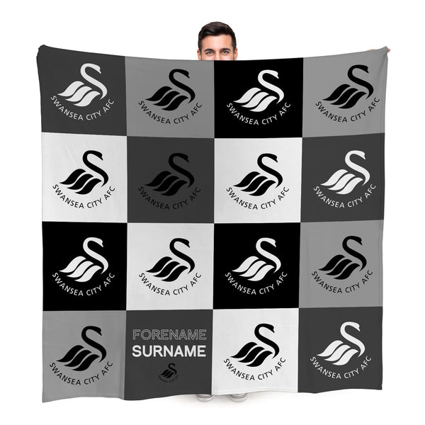 Swansea City AFC - Chequered Fleece Blanket - Officially Licenced