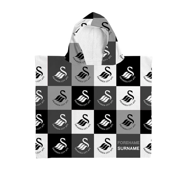 Swansea City AFC - Chequered Kids Hooded Towel - Officially Licenced