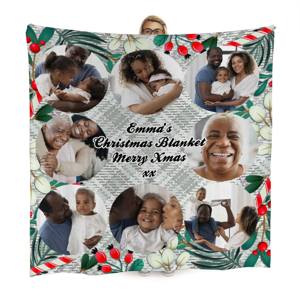 Christmas Tartan Floral Edge Personalised Fleece – https