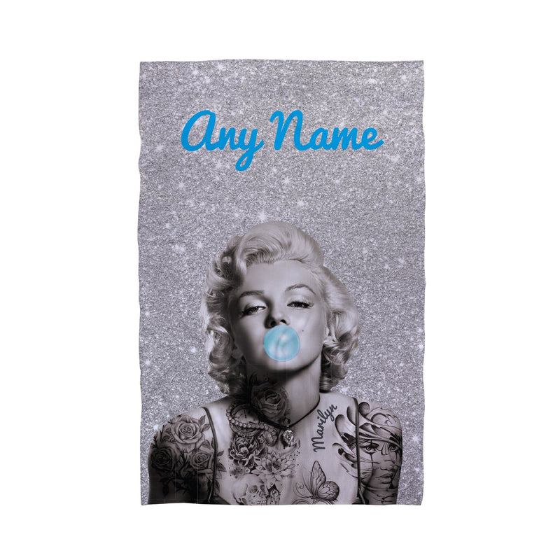 Personalised Beach Towel - Marilyn Monroe - Tattoo Blue