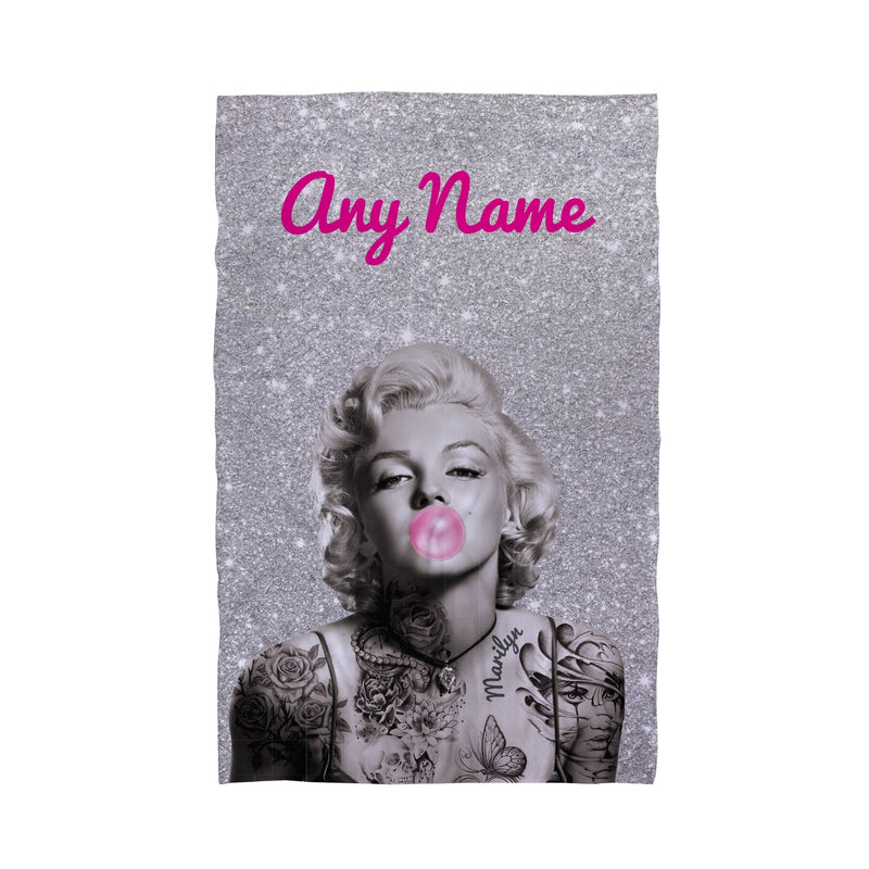 Personalised Beach Towel - Marilyn Monroe - Tattoo Pink