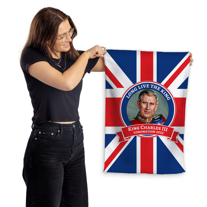 King Charles Coronation - Union Jack - Portrait - Tea Towel