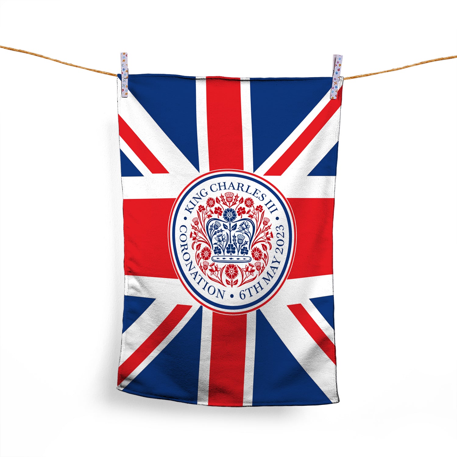 King Charles Coronation - Union Jack - Official Royal Badge - Lightweight, Microfibre Tea Towel