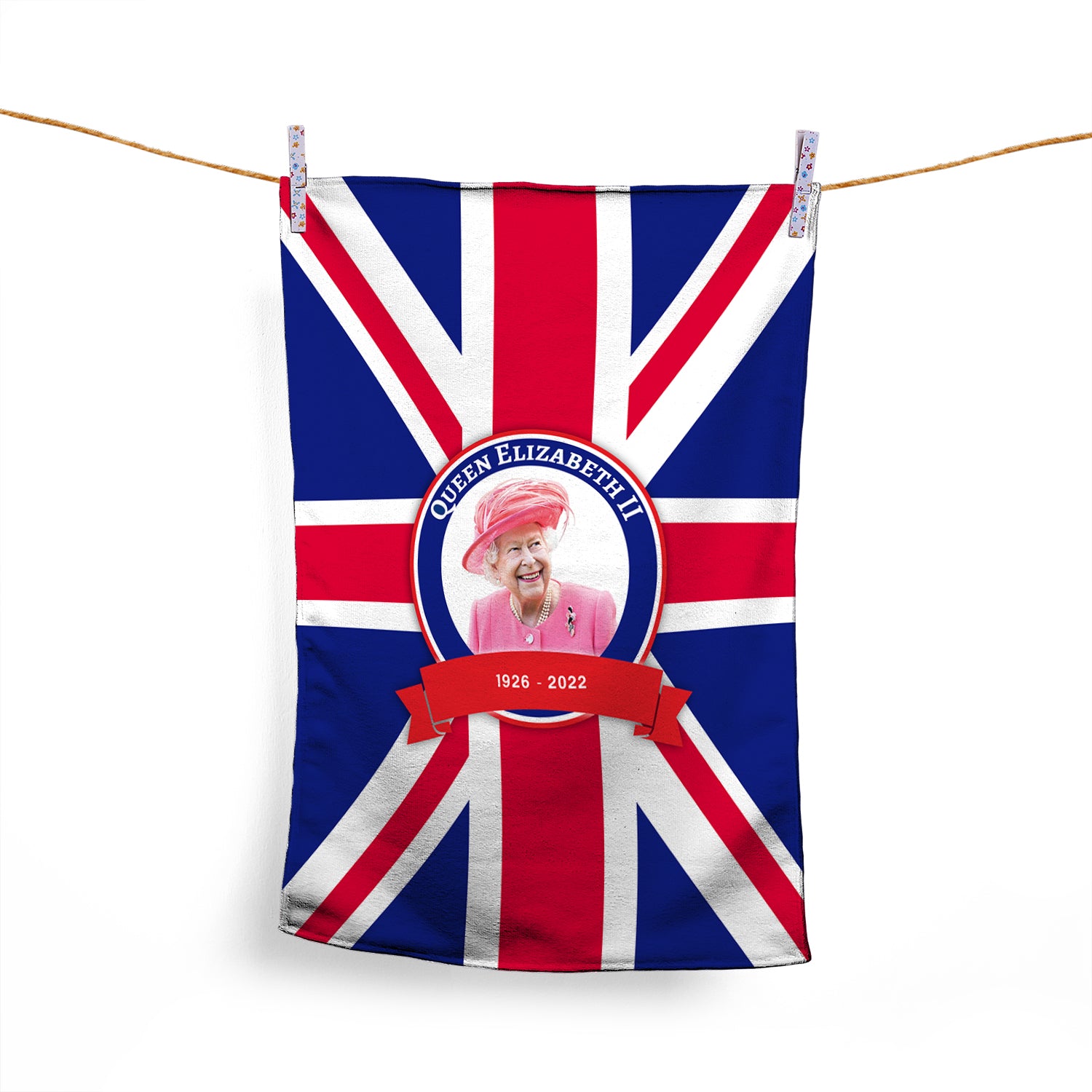 Queens Commemorative - Union Jack Flag - Lightweight, Microfibre Tea Towel
