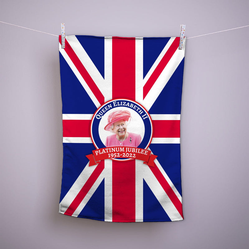 Flag with Central Queen Badge - Jubilee Tea Towel