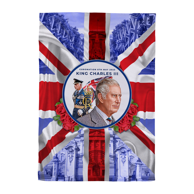 King Charles Coronation - Union Jack - Photo Flash - Lightweight, Microfibre Tea Towel