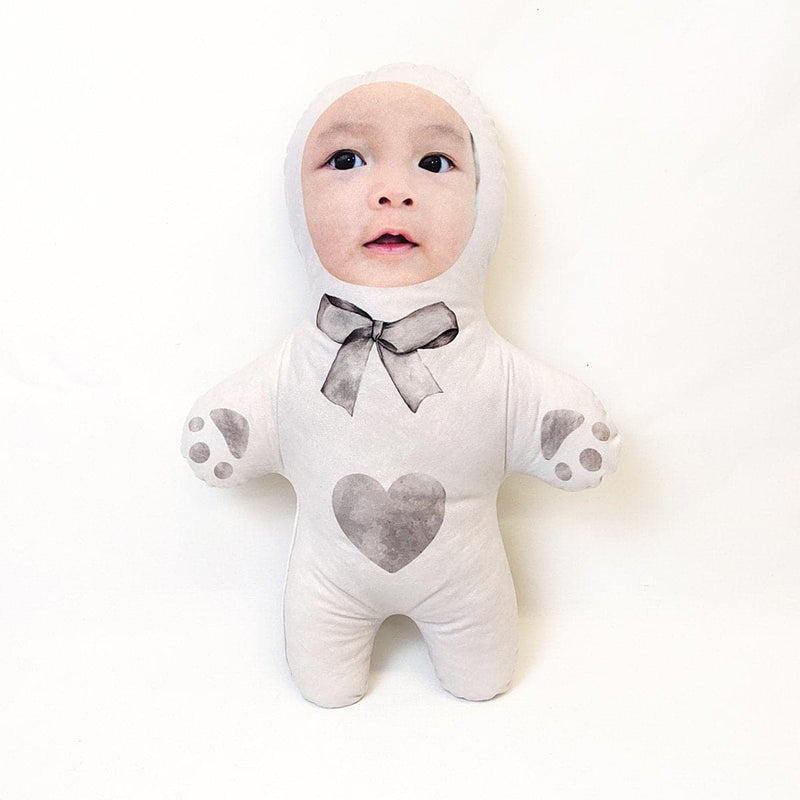 grey teddy neutral mini me doll