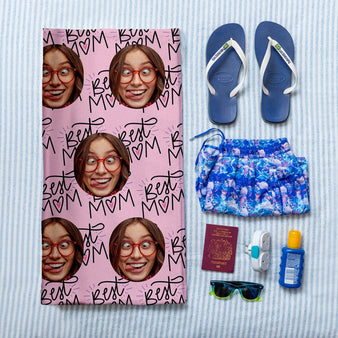Personalised Beach Towel - Scatter Face - Best Mum