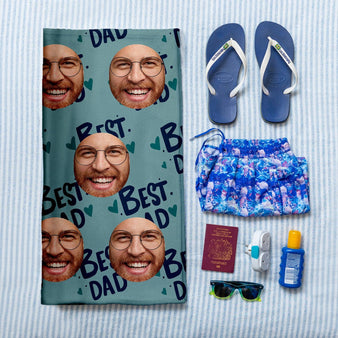 Personalised Beach Towel - Scatter Face - Best Dad