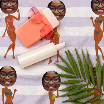 Personalised Beach Towel - Face Scatter - Bikini Babe