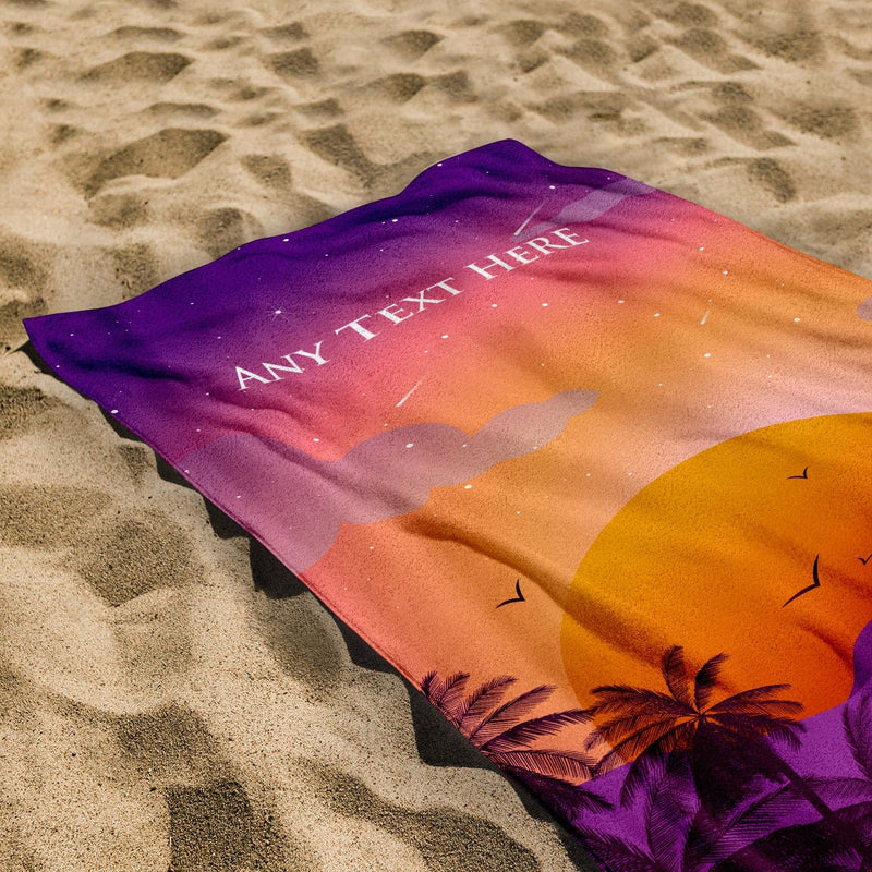 Personalised Beach Towel - Sunset Beach Scene
