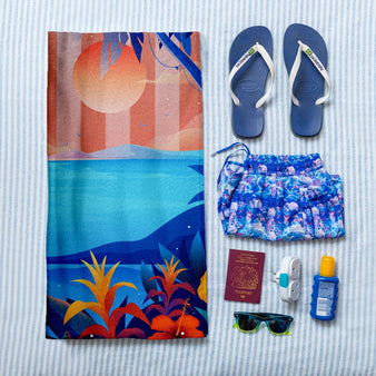 Personalised Beach Towel - Tropical Beach Scene