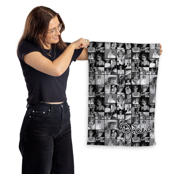 Princess Diana - B&W Collage - Memorabilia keepsake - Portrait Tea Towel