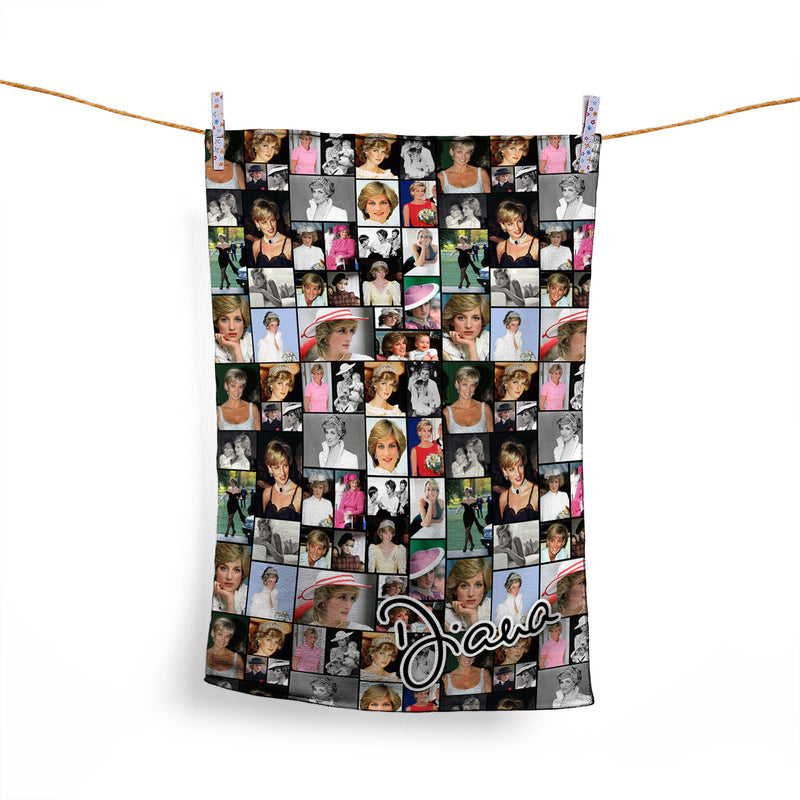 Princess Diana - Photo Collage - Memorabilia keepsake - Portrait Tea Towel