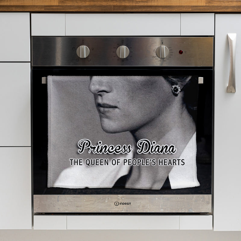 Princess Diana - The Queen Of People's Hearts - Memorabilia keepsake - Portrait Tea Towel