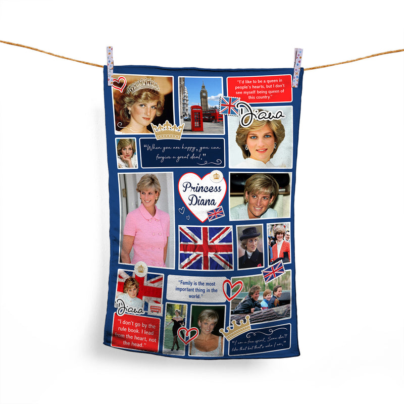 Princess Diana - Photo and Quote - Memorabilia keepsake - Portrait Tea Towel