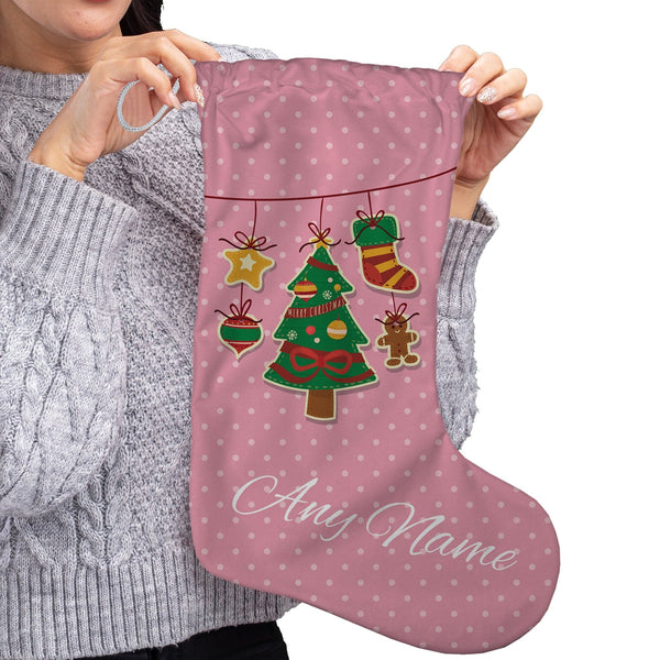  Tree Decorations - Pink - Personalised Christmas Stocking