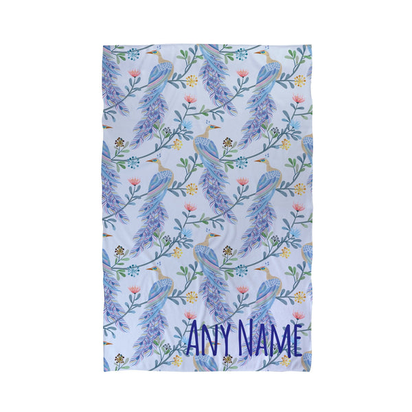 tropical bird personalised beach towel