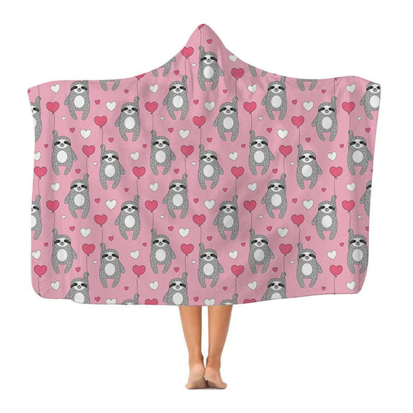 Cute Sloth Balloon - Hooded Blanket