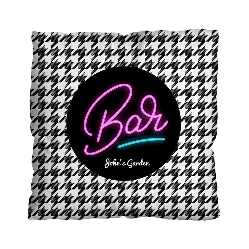 Neon Bar Sign - Dogtooth Pattern - Showerproof Garden Cushion