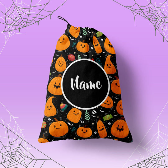 Halloween Pumpkin Pattern - Personalised Trick or Treat Bag