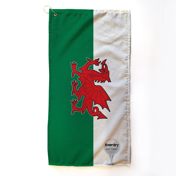 Personalised Microfibre Golf Towel - Welsh Flag