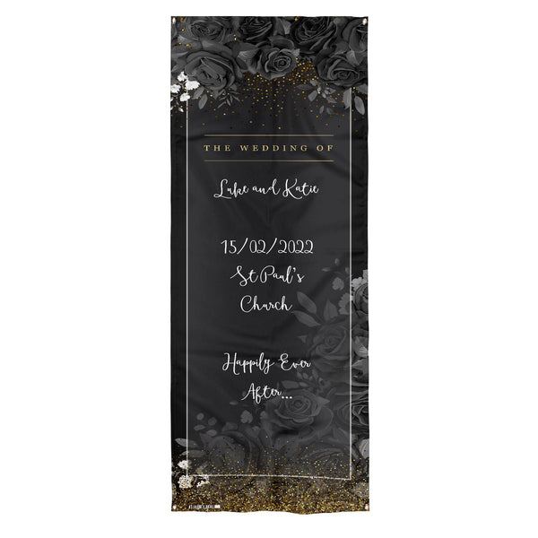 Personalised Text - Dark Florals - Wedding Door Banner