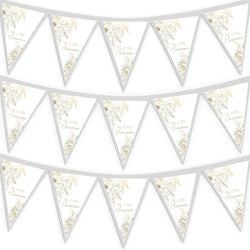 Personalised Wedding - Gold Floral Outline - 3m Fabric Bunting
