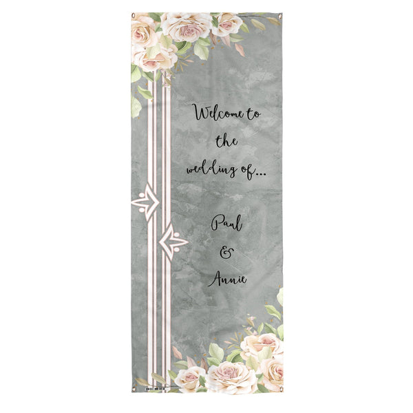 Personalised Text - Grey Swish - Wedding Door Banner