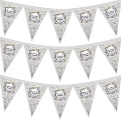 Personalised Silver Glitter - Wood Print - 3m Fabric Photo Bunting