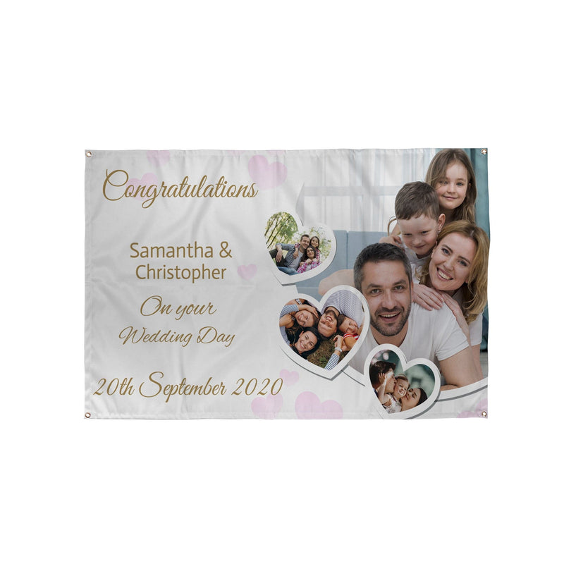 Personalised Wedding BannersWedding Hearts - Add Any Text - Photo Banner 5ft x 3ft
