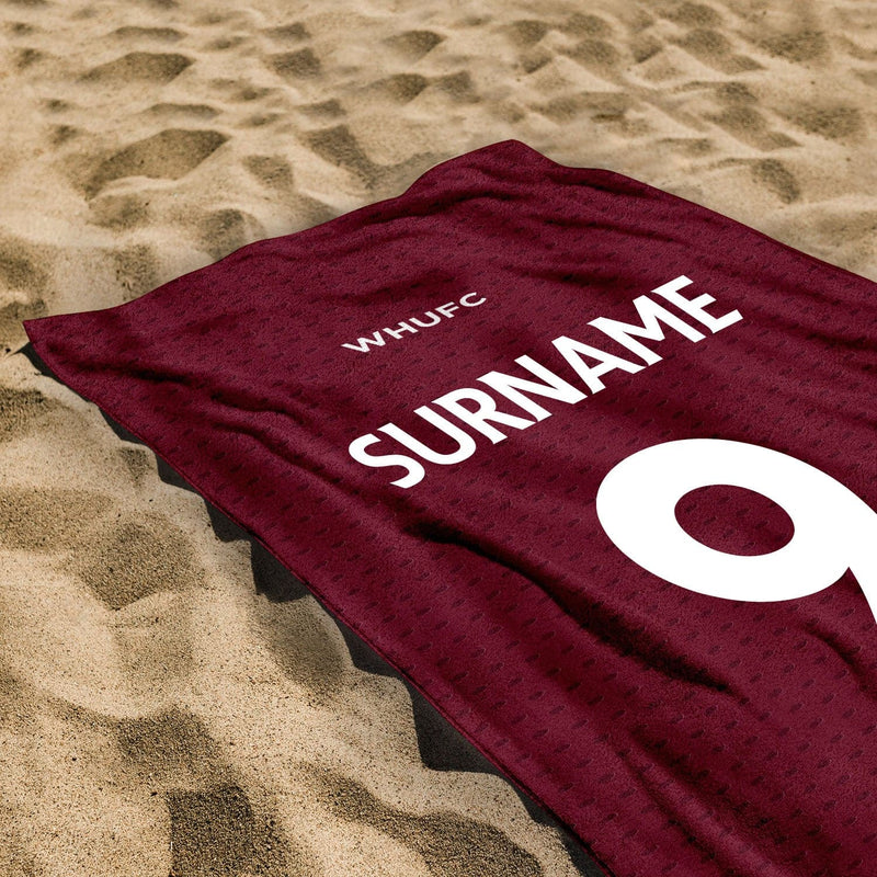 West Ham United FC Name Number - Personalised Beach Towel - 150cm x 75cm - Officially Licenced