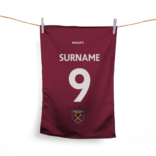 West Ham United FC - Name and Number Personalised Tea Towel - Officially Licenced