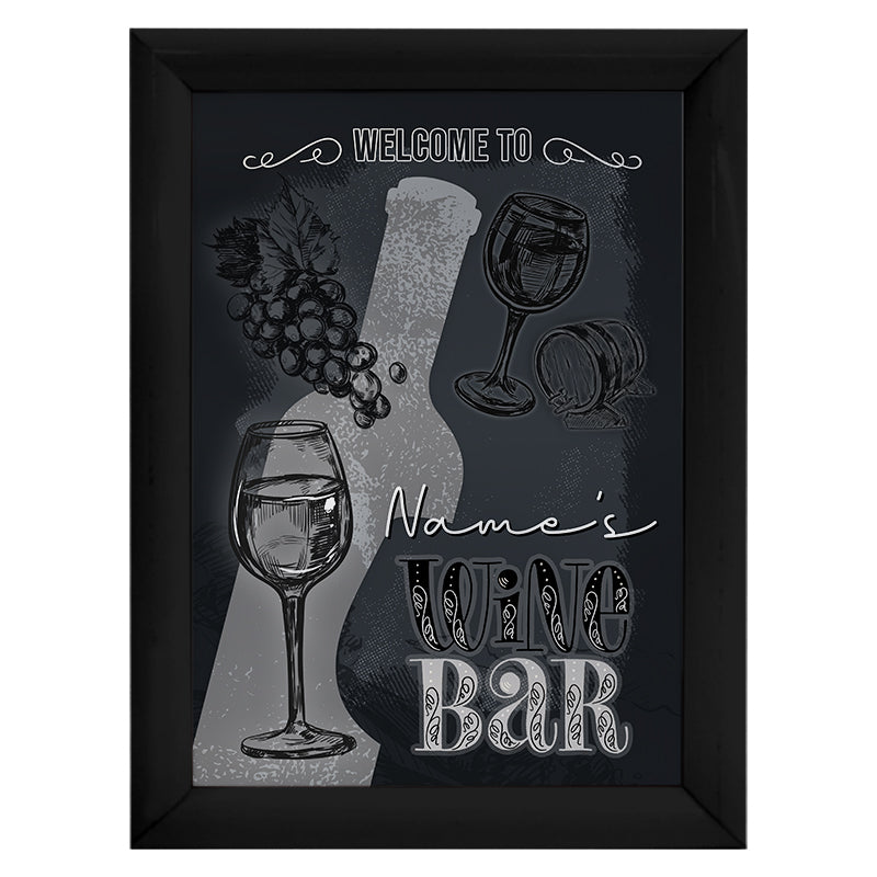 Personalised Wine Bar - A4 Metal Sign Plaque - Frame Options Available