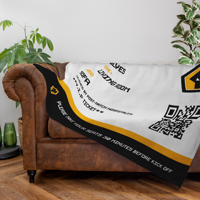 Wolves - Football Ticket Fleece Blanket - Officially Licenced