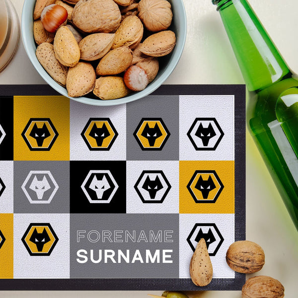 Wolves - Chequered Personalised Bar Runner - Officially Licenced