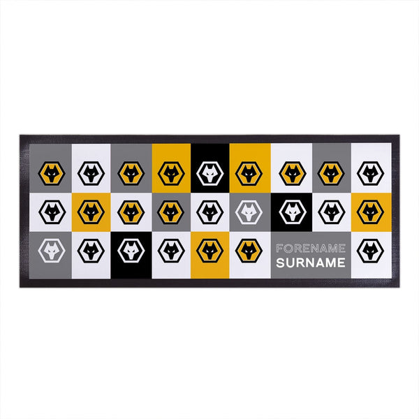 Wolves - Chequered Personalised Bar Runner - Officially Licenced